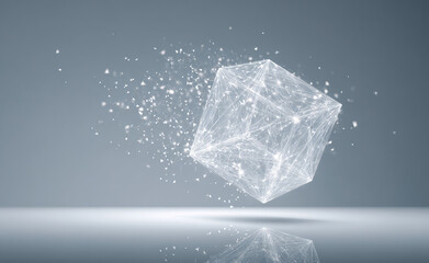 Abstract glowing geometric cube shape