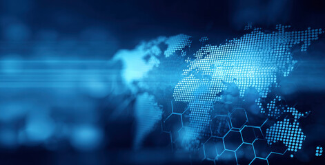 Abstract Blue Global Network Map