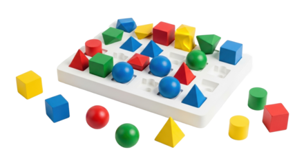 3D Pattern Matching Puzzle Educational Set on White Background  PNG Clean