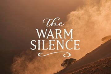 Text Saying The Warm Silence Against a Dust Gradient Landscape