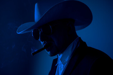 Portrait of Handsome Man. Shadow. People. Lifestyle. Photo. Male. Cigar. Dream 