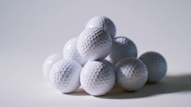 Collection of golf balls arranged in a pile sport and recreation