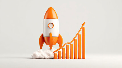 Orange Rocket Launching with Growth Chart