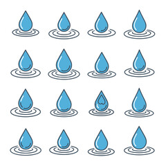 Water Drop Icons with Ripple Effect.