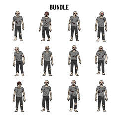 Zombie Character Bundle for Halloween Theme.