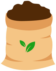 Organic Fertilizer Sack | Agriculture Clipart | Eco Farming Illustration. Editable color vector