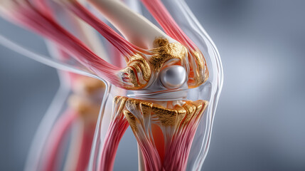 Knee joint anatomy bones tendons and ligaments for medical illustration