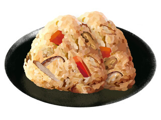 炊き込みおにぎり2個（皿付き）