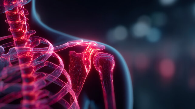 Anatomy shoulder joint skeleton human body medical render illustration - Powered by Adobe