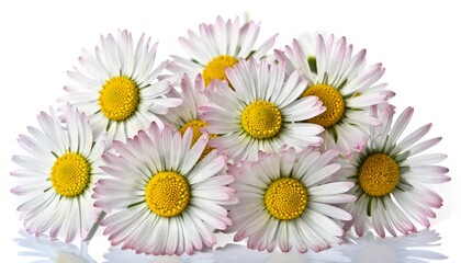 Fototapeta premium Beautiful White Daisy Flowers with Yellow Centers on a Clean Background.