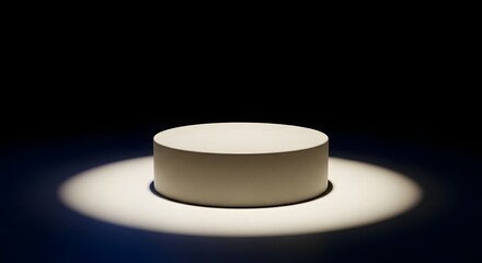 A minimalist, illuminated circular platform set against a dark background, creating a modern and sleek visual effect suitable for product displays or artistic presentations