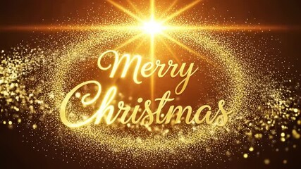 Merry Christmas Glittering Celebration Design with Sparkles and Golden Text for Holiday Cards and Decor - Powered by Adobe