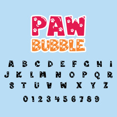 Paw Bubble Vector Font for Pet Lovers is a cute and playful bubble-style typeface designed with adorable paw graphics in every letter. Perfect for cat lovers, dog lovers, pet shops, and kids projects.