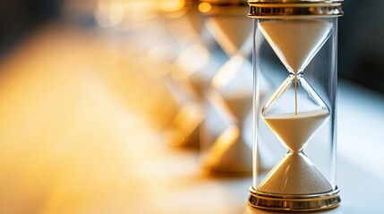 Row of hourglasses showing time passing.