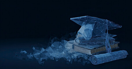 Abstract Graduation Cap, Books, Diploma