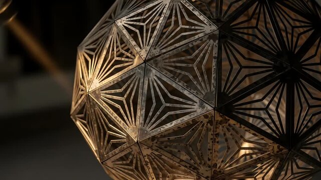 Intricate Geometric Metal Sphere: Abstract Design