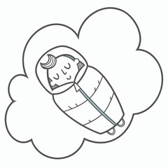 Baby Sleeping In A Sleeping Bag Inside A Cloud asleep sack