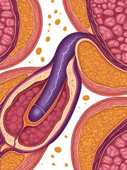 Obraz premium Acute Pancreatitis Hemorrhagic, fatty necrosis pancreas illustration