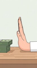 Hand Refusing Money - Concept of Corruption and Rejection.