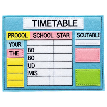 Colorful felt timetable board for school organization and children daily schedules