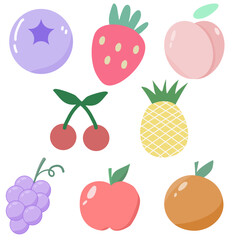 Cute Colorful Fruit Collection Illustration
