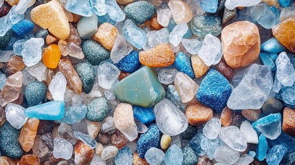 Colorful sea glass and stones texture background. (1)