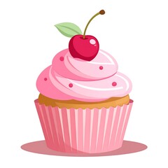 Pink cupcake with cherry (1)
