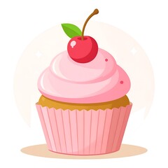 Pink cupcake with cherry (4)