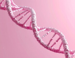 Pink DNA double helix, 3D model, abstract