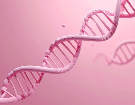 Pink DNA helix against a soft pink backdrop