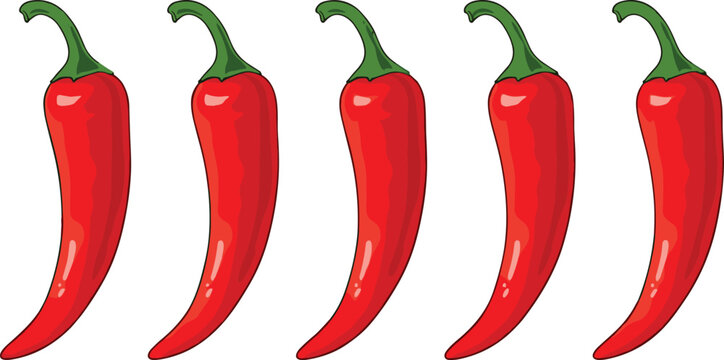 Fresh red chili pepper illustration, spicy vegetable food icon, hot pepper cartoon design for cooking ingredients, kitchen decor and culinary projects - Powered by Adobe