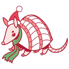Festive Cheer colored Pink Fairy Armadillo with a Excited touch, placed in a Christmas theme