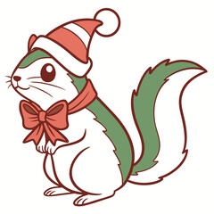 Cute SVG of a Peaceful Japanese Dwarf Flying Squirrel in Festive Cheer colors, placed in a Christmas setting