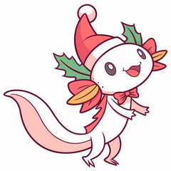 Charming SVG of a Cheerful Axolotl, styled in a Christmas theme with Festive Cheer hues