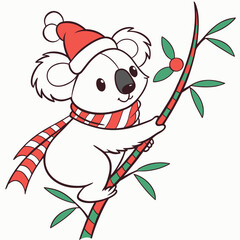Amused expression on a Koala in a Christmas theme – Festive Cheer vector art