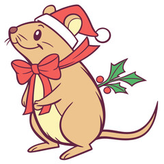 Festive Cheer colored Quokka with a Loving touch, placed in a Christmas theme