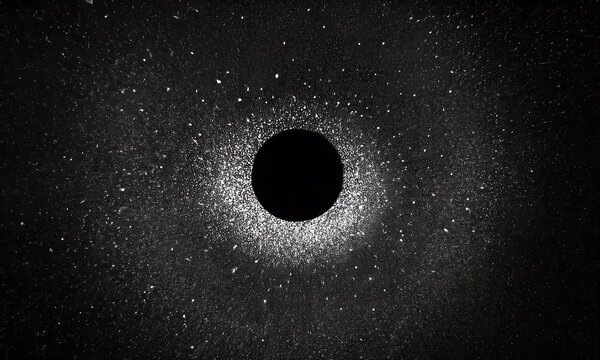 A detailed close up macro view of a textured surface covered in numerous tiny white dots creating a speckled pattern with a dark background and subtle lighting