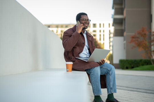 African american man talking on cell phone