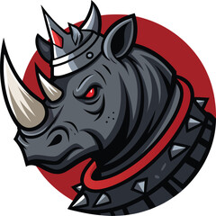 Bold Emblem of a Dominant Rhinoceros, Crowned and Spiked, Symbolizing Strength and Resilience