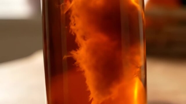 Fermenting Kombucha: Close-Up of SCOBY in Glass Jar