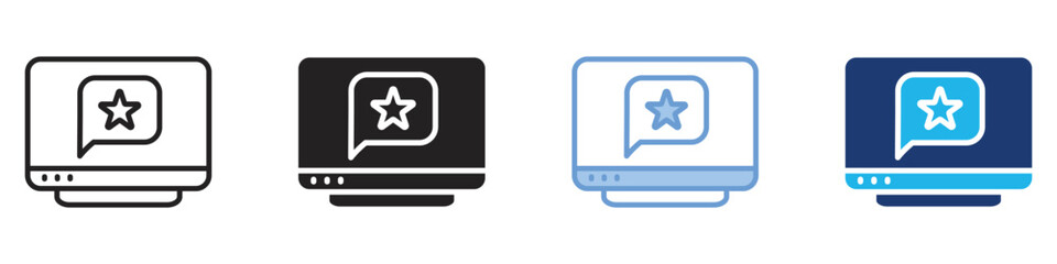 Tv monitor icon set multiple style collection