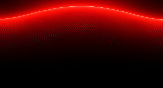 Abstract Red Wave on Black Background with Subtle Lines and Smooth Gradient