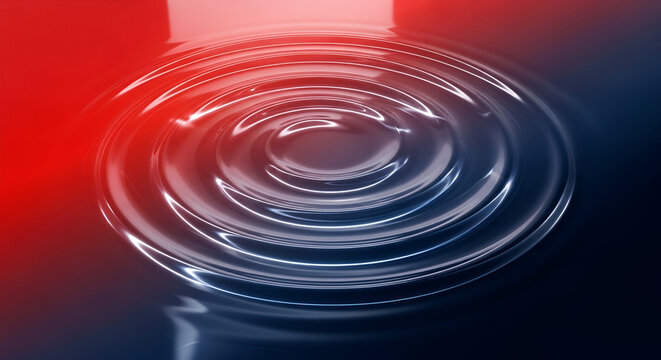 Abstract Ripple Effect with Red and Blue Gradient Background Reflection