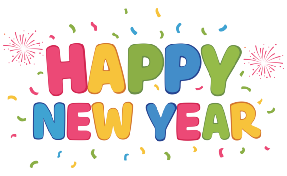 Colorful Happy New Year Confetti Celebration Vector - Powered by Adobe