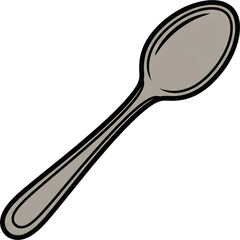 A simple metal spoon. A common piece of cutlery or silverware for eating soup, cereal, or dessert. Kitchen utensil illustration, isolated on a clean white background.