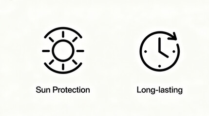 Sunscreen and clock elements represent the concept of sun protection, long-lasting efficacy, and skincare protection, suitable for promoting sunscreen products and long-lasting beauty materials.
