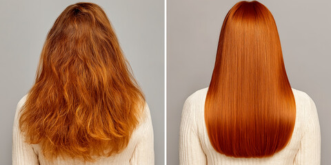 癖毛とうるツヤストレートヘアのビフォーアフター