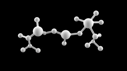 Imidazolidinyl urea molecule, rotating 3D model of antimicrobial preservative, looped video on a black background