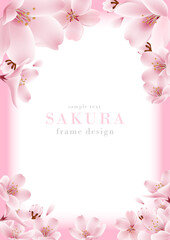 桜の花のフレームデザイン｜リアルな春の桜のベクターイラスト