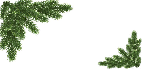 Festive green fir branches decorating corners of a festive background with subtle sparkling effects